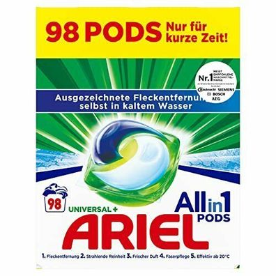 Ariel Waschmittel Pods All-in-1 Frischer Wäscheduft 98 Waschladungen 1er Pack