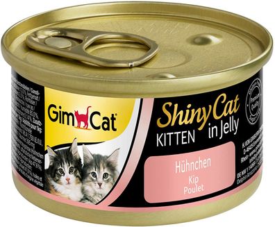 GimCat ShinyCat Kitten in Jelly Hühnchen Gelee Katzenfutter Nassfutter 24 x 70 g