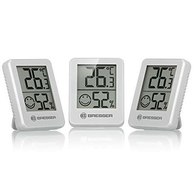 Bresser Thermometer Hygrometer Temperatur Raumklima Indikator Weiß 3er Set