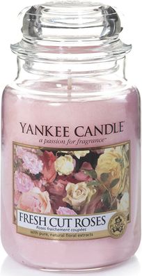 Yankee Candle Fresh Cut Roses Große Kerze im Glas Paraffinwachs Duftkerze 623 g