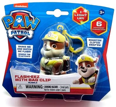 Paw Patrol Flash-EEZ with Bag Clip mit LED Figur Rubble