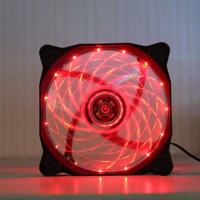 2X 120mm 15 LEDs Rot/ Red Gehäuse-Lüfter/ Fan transparent 12cm