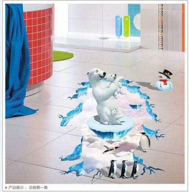 Eisbär Baby 3D-Look Durchbruch Wandtattoo Aufkleber-Stick