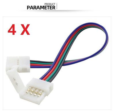 4 X LED Verbinder Schnell RGB Strip 4 Pin 0,1m 10 cm Meter Kabel Verlängerung