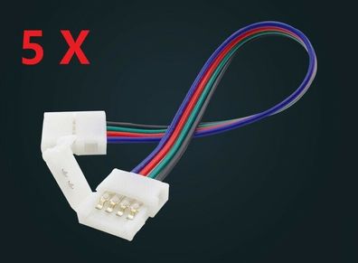 5 X LED Verbinder Schnell RGB Strip 4 Pin 0,1m 10 cm Meter Kabel Verlängerung