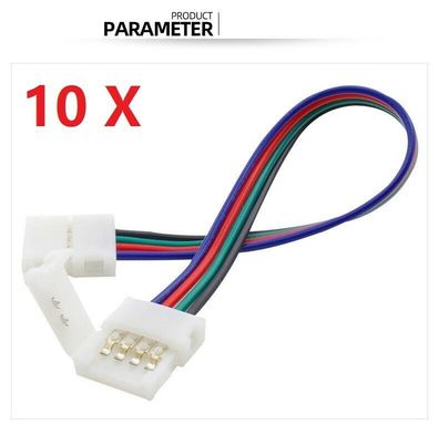 10 X LED Verbinder Schnell RGB Strip 4 Pin 0,1m 10 cm Meter Kabel Verlängerung