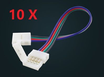 10 X LED Verbinder Schnell RGB Strip 4 Pin 0,1m 10 cm Kabel Verlängerung