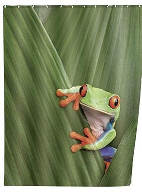 WENKO Duschvorhang Frog Frosch 180x200 Badewannenvorhang Anti-Schimmel-Effekt