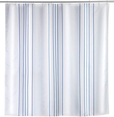 WENKO Duschvorhang Linen Blue 180x200 Badewannenvorhang Anti-Schimmel-Effekt