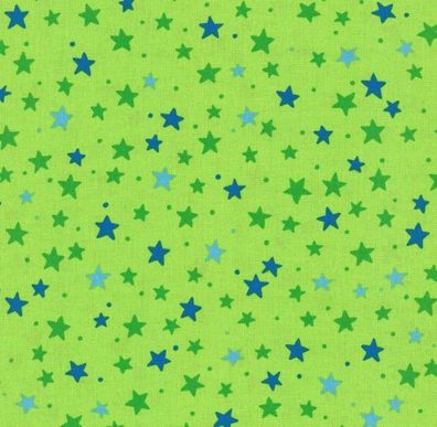 Westfalenstoffe grün blaue Sterne 25cm x 150cm KBA Junge Linie Bio