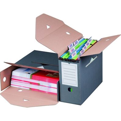 10 x SBP-ARCHIVBOX FÜR Hängemappen, 330x120x265mm, wiederverschließbar, anthrazit