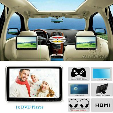 10.1'' Auto Kopfstutze Lcd Monitor Dvd Player Usb/ Sd/ Hd Touch-Taste Bildschirme!