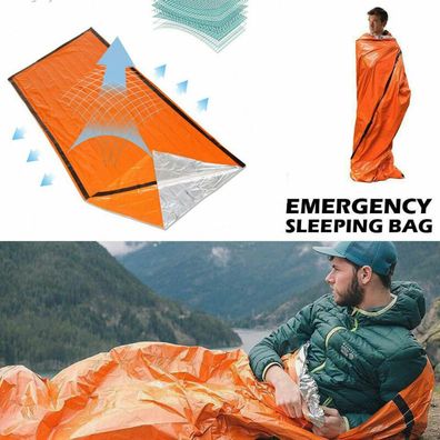 2X Notfall Schlafsack Outdoor uberleben Camping Tasche Thermo Wasserdicht New