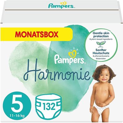 Pampers Baby Windeln Harmonie Sanft Hautschutz Größe 5 11 + kg Monatsbox 132 Stück