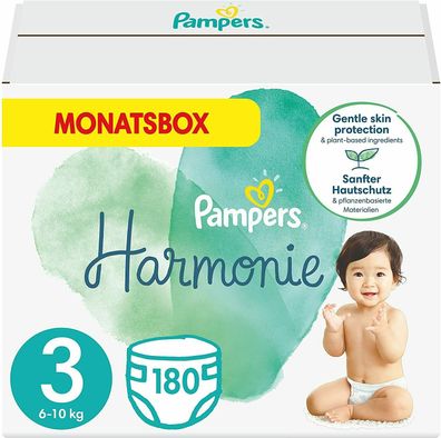 Pampers Baby Windeln Harmonie Hautschutz Größe 3 6-10 kg Monatsbox 180 Stück