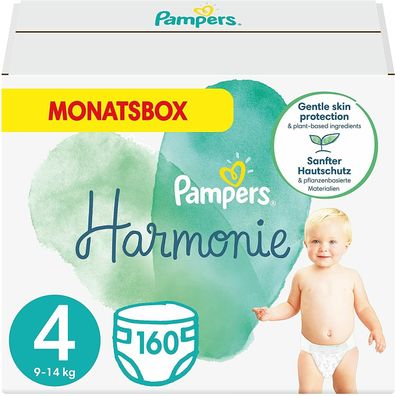Pampers Baby Windeln Harmonie Hautschutz Größe 4 9-14 kg Monatsbox 160 Stück