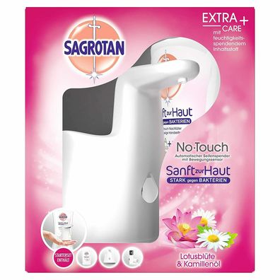 Sagrotan No Touch Automatischer Seifenspender Weiß + Nachfüller Lotusblüte 250ml