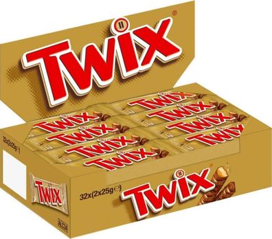 Twix Schokoriegel Keks Karamell Snack Auftstellerbox 32 Doppelriegel 64 x 25 g