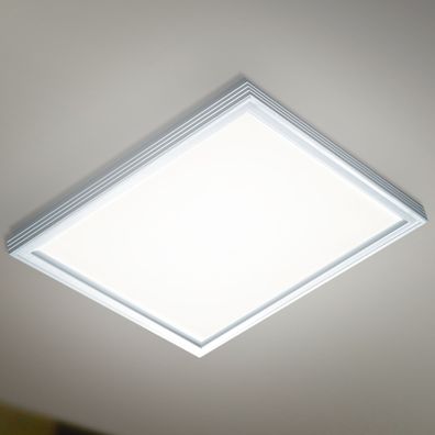 Panel Decken Leuchte LED | Silber | Weiß | Acryl | Alu | Lampe Deckenlampe Deckenleu
