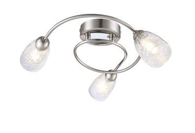 LED Decken Leuchte Silber | Glas | Edelstahl | Lampe Deckenlampe Deckenleuchte
