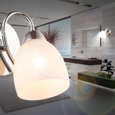 Wand Leuchte Weiß | Chrom | Glas | Lampe Wandlampe Wandleuchte