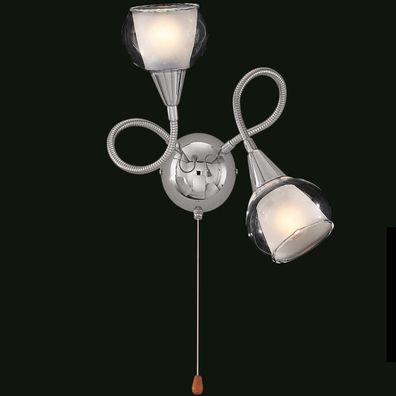Lese Wand Leuchte Retro | Chrom | Glas | Lampe Flex Arm Zugschalter Wandlampe Wandle