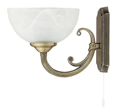 Landhaus Wand Leuchte Rustikal | Bronze | Golden | Glas | Lampe Zugschalter Wandlamp