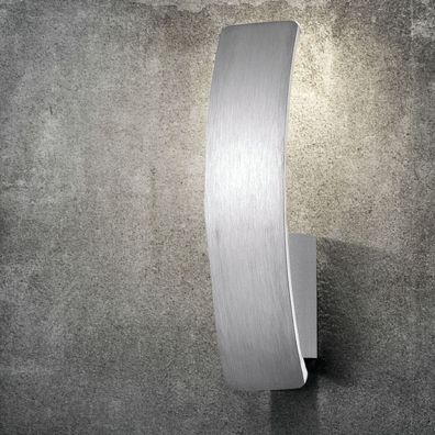 Design Wand Leuchte Silber | Alu | Lampe Gebogen Wandlampe Wandleuchte