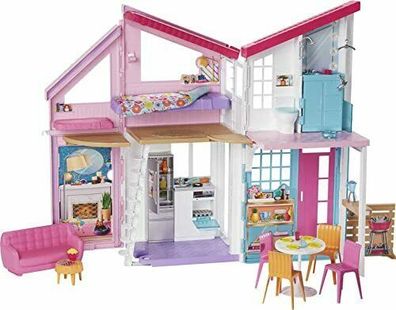 Mattel Barbie FXG57 Malibu Haus Puppenhaus 60cm Breit 25 Zubehörteile Spielzeug