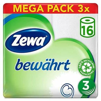 Zewa Toilettenpapier Trocken Bewährt Weiß 3-lagig 150 Blatt Mega Pack 48 Rollen