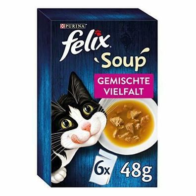 FELIX Soup Klare Suppe Katzenfutter Zarte Stückchen Sorten Mix 48 Beutel à 48g