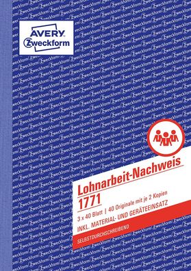 AVERY Zweckform 1771 Lohnarbeit-Nachweis (A5, selbstdurchschreibend, für Deutschla...