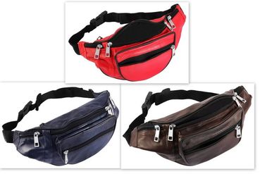 Leder Bauchtasche, Hüfttasche, 3 Farben: Braun, Rot oder Dunkelblau