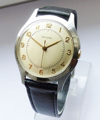 Schöne und sehr Seltene Delcona Swiss Ultra-Slim Herren Vintage Armbanduhr