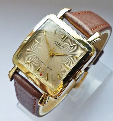Schöne grosse Anker Art-deco 17Rubis Herren Vintage Armbanduhr