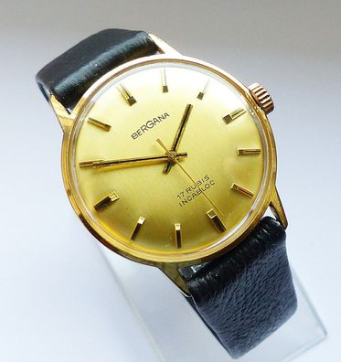 Schöne Bergana GOLD 17Jewels Herren Vintage Armbanduhr