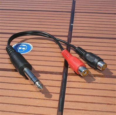 2 Adapter Kabel Klinke Klinkenstecker 6,35mm stereo Cinch Buchse rot schwarz L R