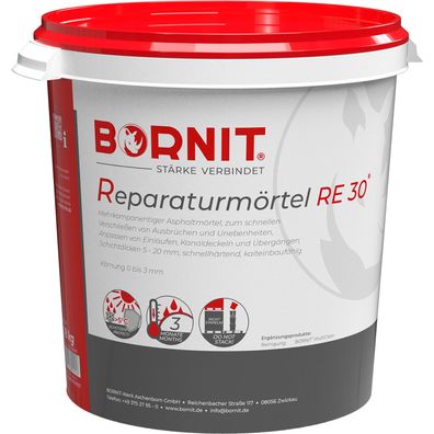 BORNIT®-Reparaturmörtel RE30 Schnellmörtel für Asphalt/ Beton Flüssigasphalt