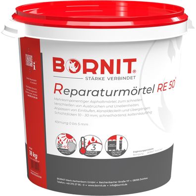 BORNIT®Reparaturmörtel RE50 Schnellmörtel für Asphalt/ Beton Flüssigasphalt