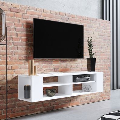 TV-Lowboard Branda 150 Sideboard Hängeschran Hängend Weiß Hängend Wohnzimmer 