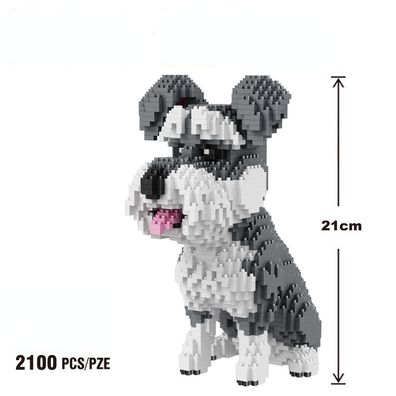 2100 Teile Set DIY Spielzeug Schnauzer Hund 3D Mini Puzzle Bausteine Geschenk