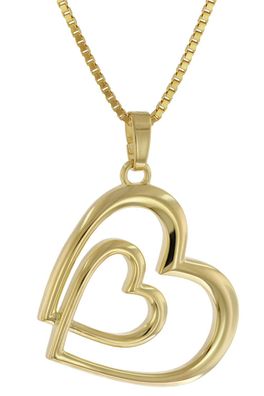 trendor Schmuck Damen-Halskette mit Herz-Anhänger Gold auf Silber 925 41182