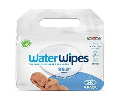 WaterWipes Baby-Feuchttücher Unparfümiert Empfindliche Haut 240 Tücher 4er Pack