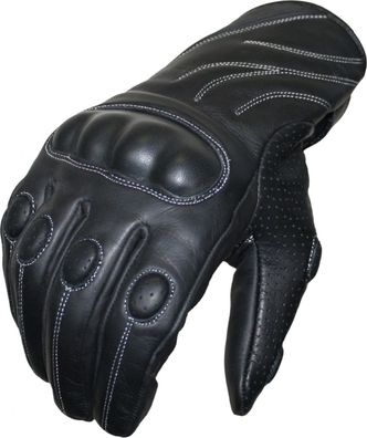 Motorrad-Handschuhe aus feinstem Rindsleder, Farbe: Schwarz