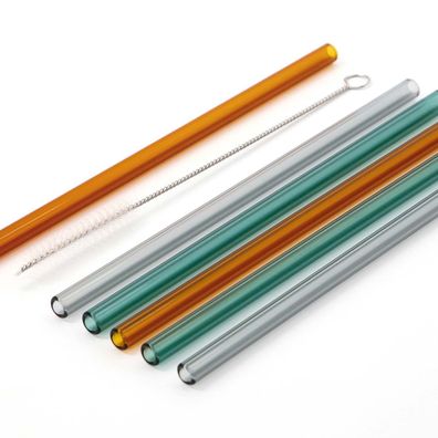 House Doctor - Strohhalm Set Buntglas farbig | 6x Glasstrohhalme Lounge & Bar