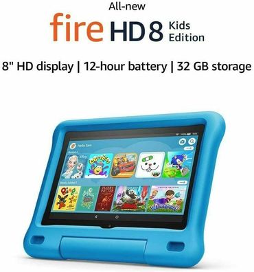 Fire HD 8 Kids-Tablet 8-Zoll-HD-Display, 32 GB, blaue kindgerechte Hülle