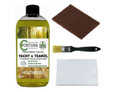 Contura Yachtöl Teaköl SET Holz- Objektöl Holzöl Hartöl Pflegeöl farblos 250ml