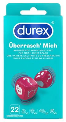 DUREX "Überrasch' Mich" Latex Kondom Mix 4 Sorten Verhütungsmittel 22 Stück