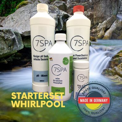 7SPA Whirlpool Starterset, chlorfreie Desinfektion + pH-Senker + Wassertest