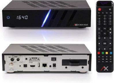 AX 4K-BOX HD61 UHD 2160p E2 Linux Receiver mit 1x DVB-S2X + 1x DVB-C/ T/ T2 Tuner